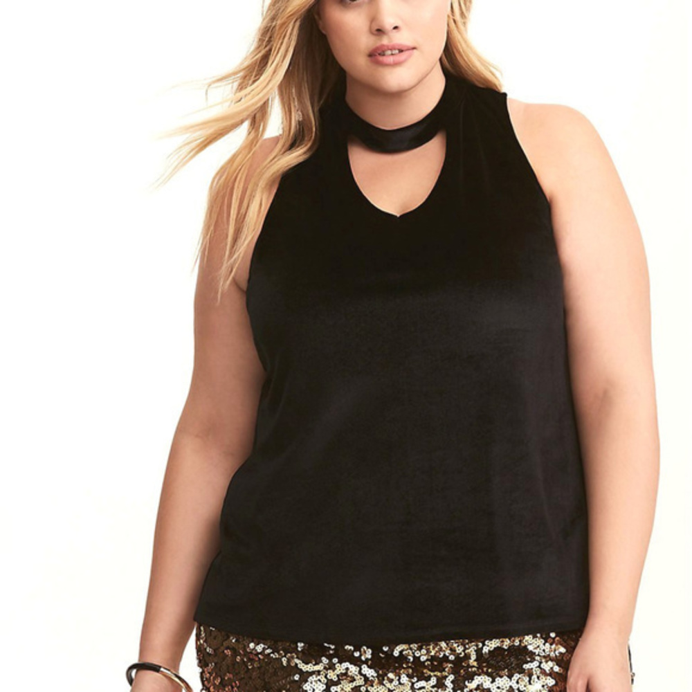 6X 30 Torrid Black Velvet Choker Neck Tank Top New